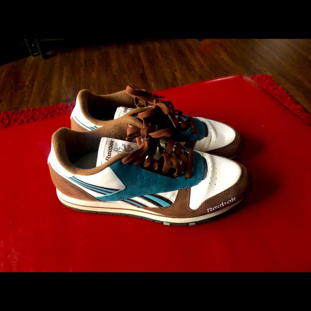 Chocolate Brown & Teal Reebok Flywire Sneakers